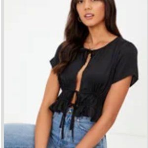 Satin Tie Front Blouse